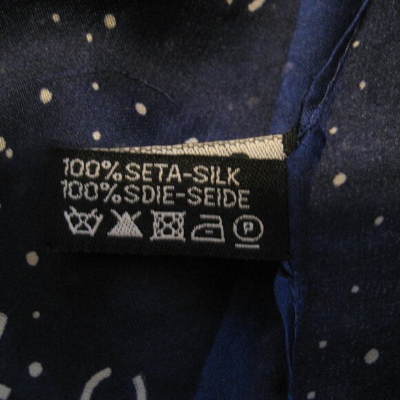 Vintage Chanel Wide Silk Shawl Scarf, Blue White, Silk - Picture 8 of 10